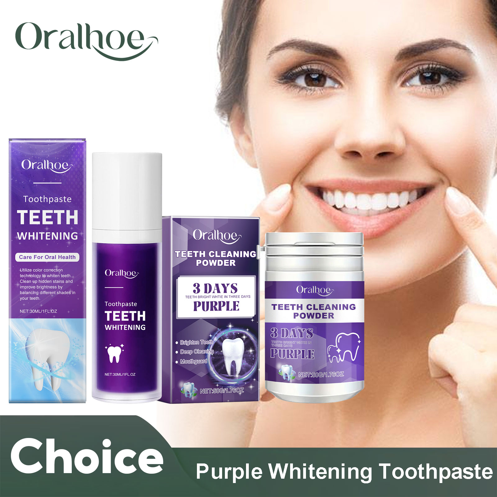 Teeth Whitening At Home - 보라색 교정기 치아 미백 치약, 치아