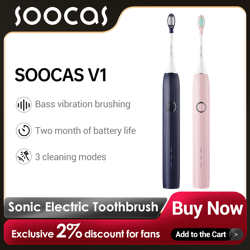 Teeth Whitening Toothbrush - SOOCAS 휴대용 소닉 전동 칫솔 V1,