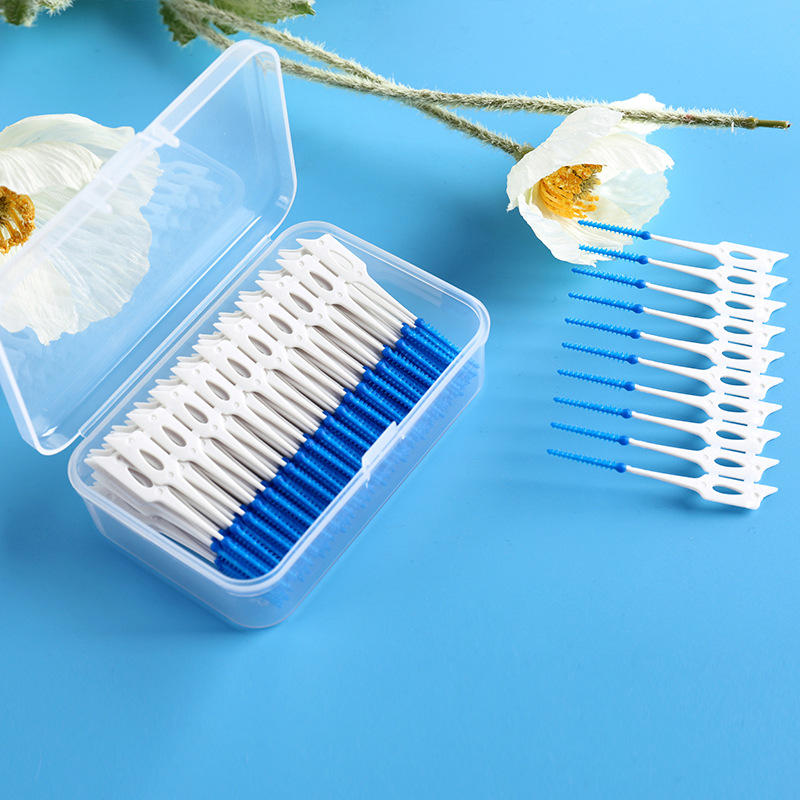 Dental Floss Picks - 200 개/상자 실리콘 치간 칫솔 슈퍼