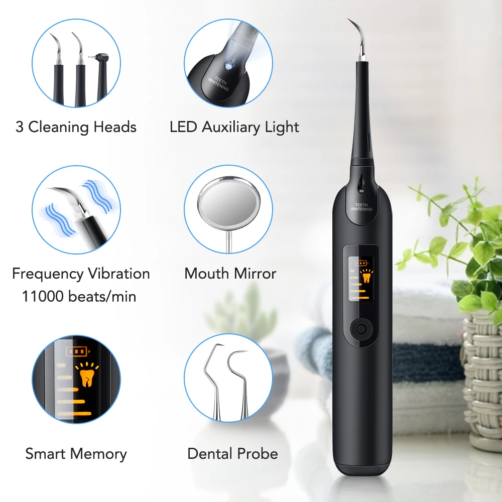 Teeth Whitening Toothbrush - 전기 치과 스케일러 칫솔 세트 LCD