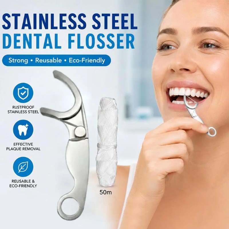 Dental Floss Picks - 스테인리스 스틸 재사용 가능 이쑤시개 치실,