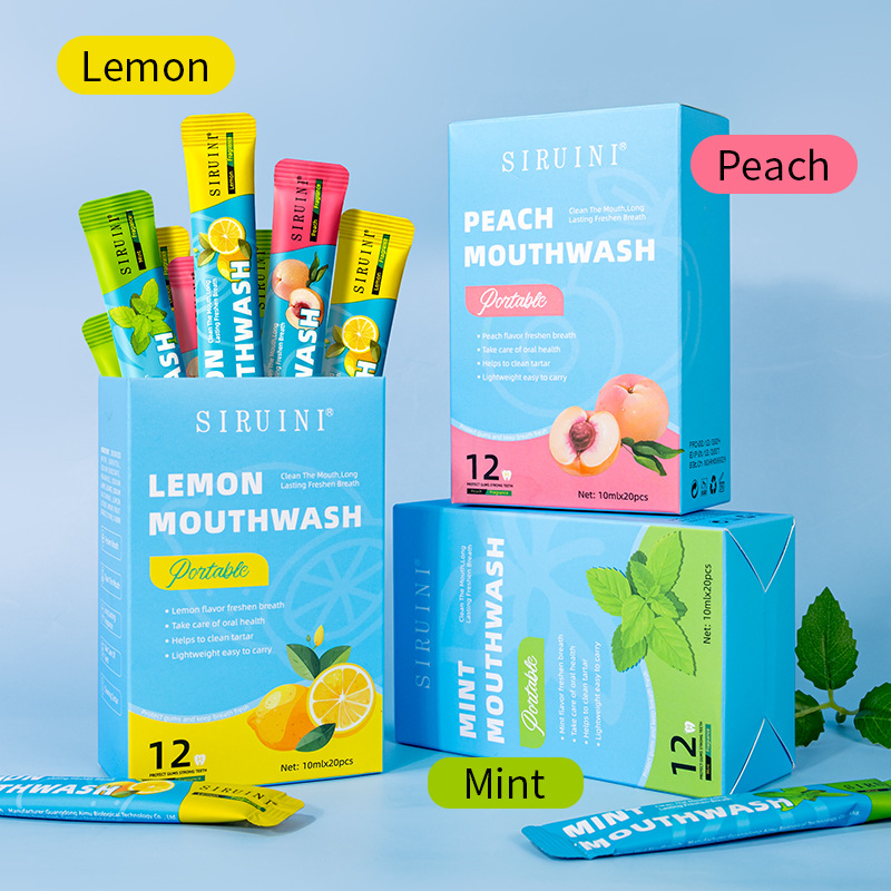 20개입 일회용 구강청결제 무알콜 레몬 복숭아 민트 치 - Whitening Mouthwash 리뷰 및 가격