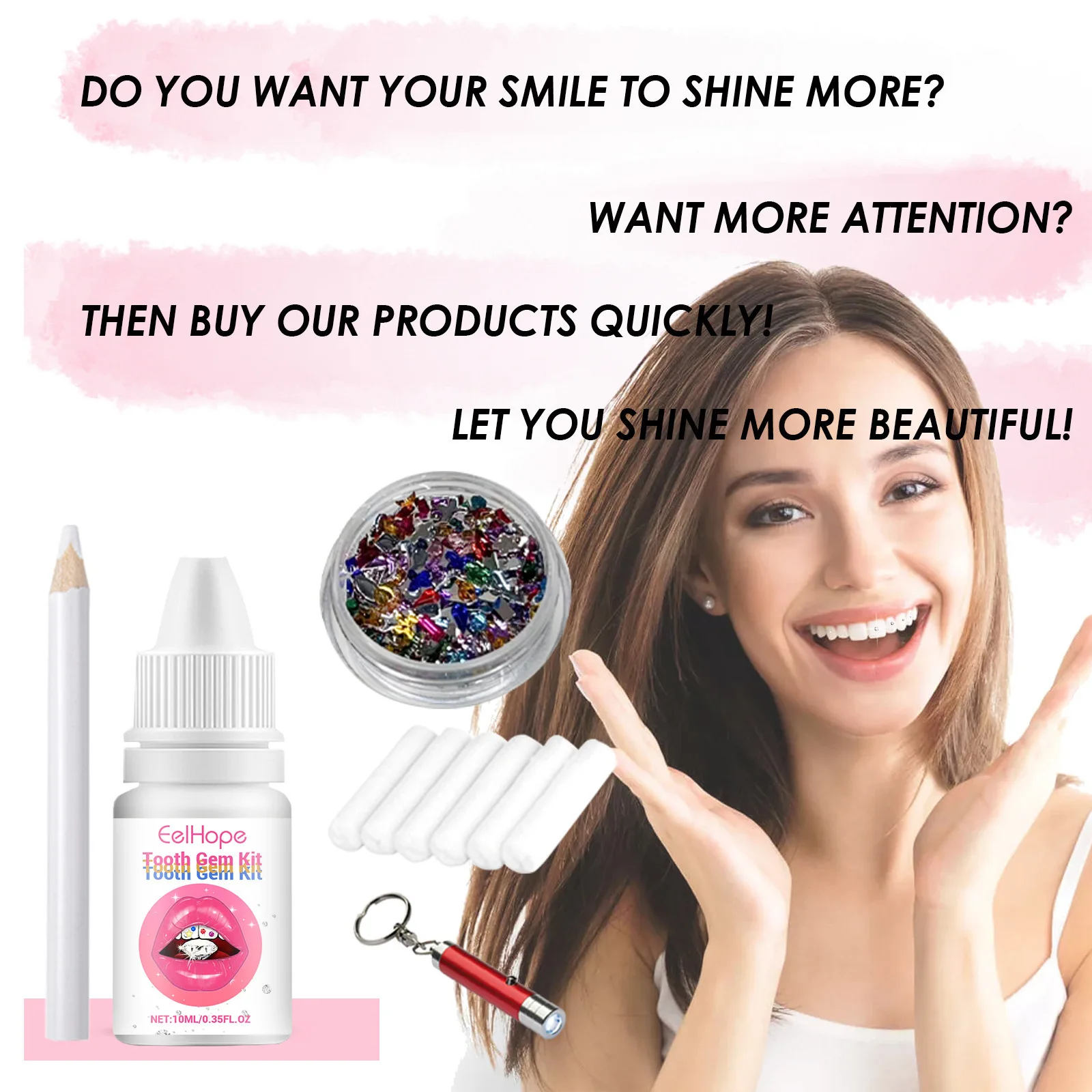 치아 장식 키트 DIY 투명 보석 장식 글리터 아름다운 - Teeth Whitening Free 리뷰 및 가격
